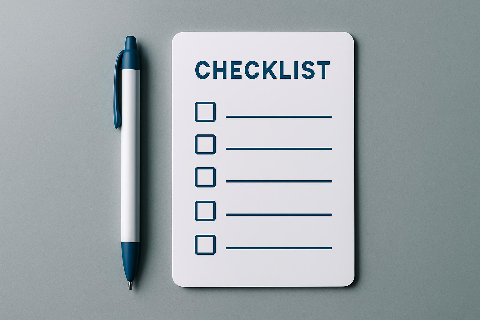 Filter wipe checklist